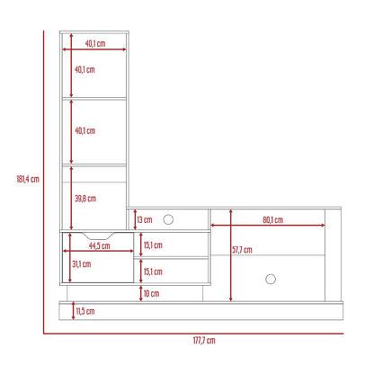 Rack para Tv Blake, Café claro y Blanco, Para Televisor para 55 Pulgadas