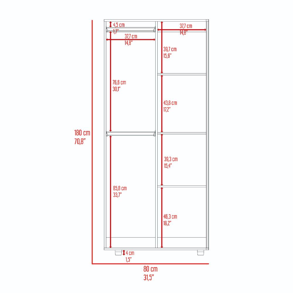 Closet Tera, Fresno Europeo y Wengue, Dos Puertas Abatibles y Dos Tubos Cromados