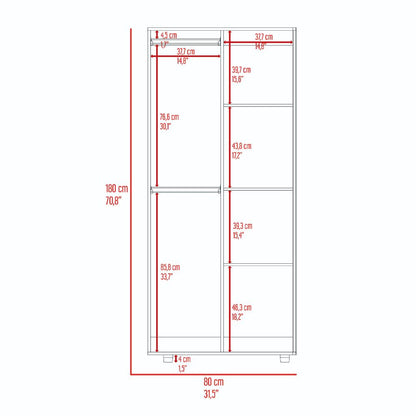 Closet Tera, Fresno Europeo y Wengue, Dos Puertas Abatibles y Dos Tubos Cromados