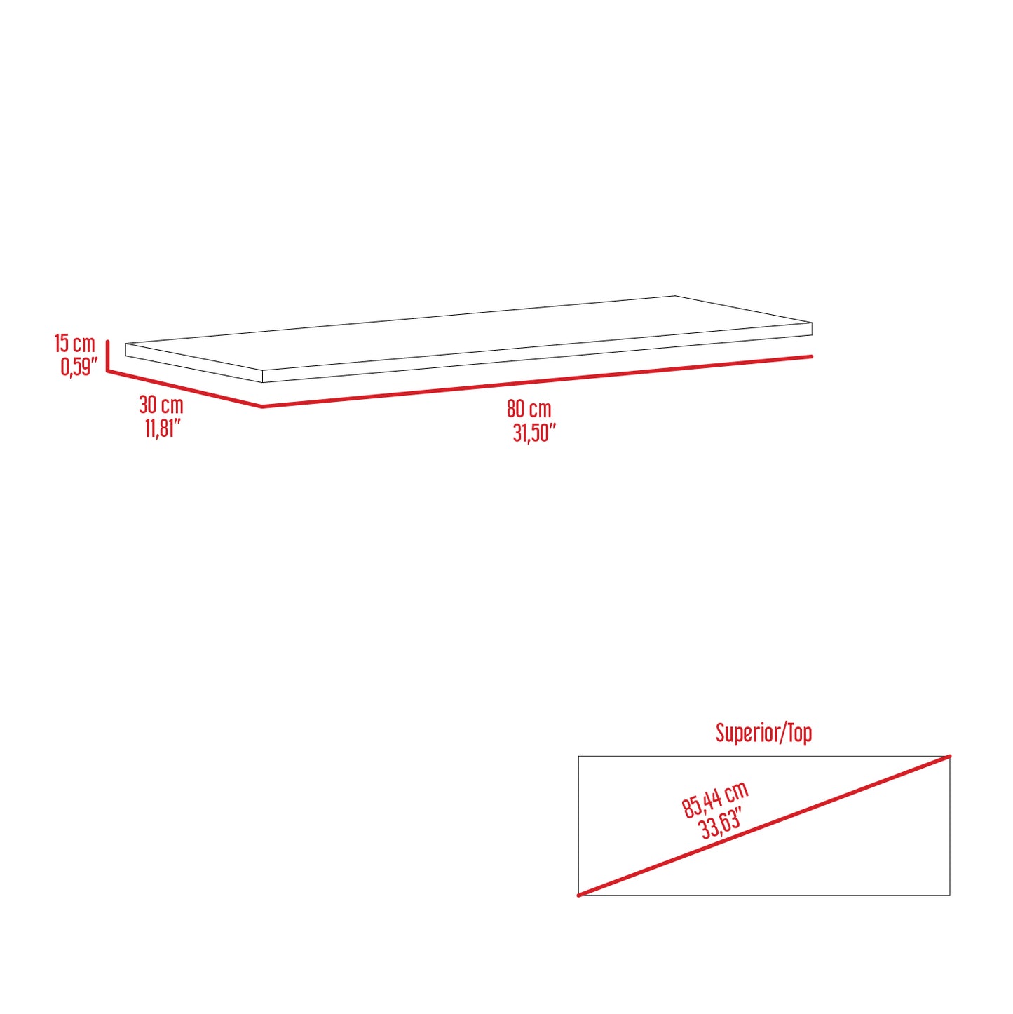 Repisa Flotante Coruña 80, Milan