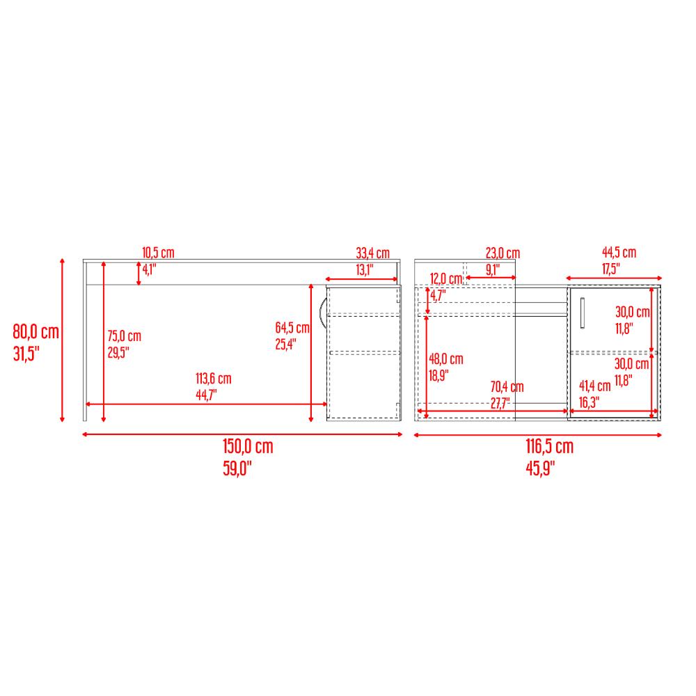 Escritorio Gamer En L Axis, Wengue y Blanco