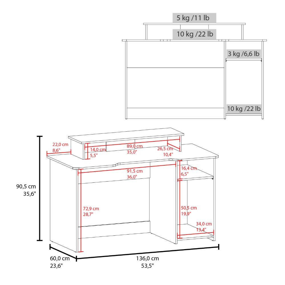 Escritorio Gamer Hunci, Wengue y Verde, con Espacio Adicional para Pantallas