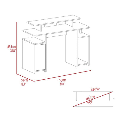 Escritorio Gamer Recto Para Monitor con Un Cajon y Una Puerta Keria, Wengue / C.Rojo