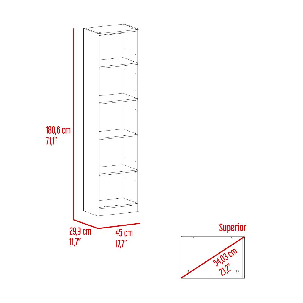 Biblioteca Home E2, Wengue y Fresno Europeo, con Cinco Entrepaños