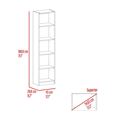 Biblioteca Home E2, Wengue y Fresno Europeo, con Cinco Entrepaños
