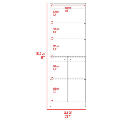 Biblioteca Home E4, Wengue y Fresno Europeo, con Cinco Entrepaños y Dos puertas