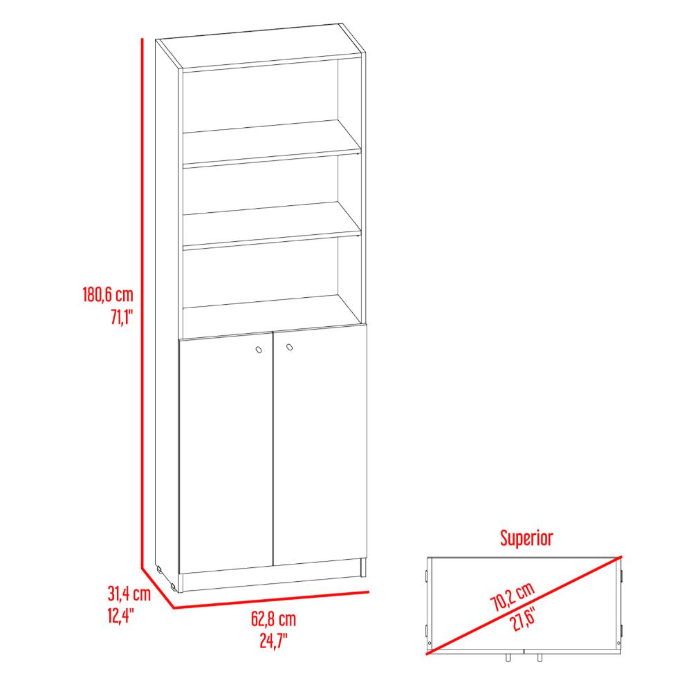 Biblioteca Home E4, Wengue y Fresno Europeo, con Cinco Entrepaños y Dos puertas