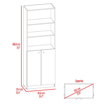 Biblioteca Home E4, Wengue y Fresno Europeo, con Cinco Entrepaños y Dos puertas