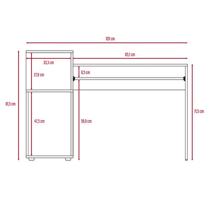 Escritorio Atlanter, Rovere y Blanco, con Bandeja Porta Teclado Deslizable y Espacio Para Artículos de Estudio