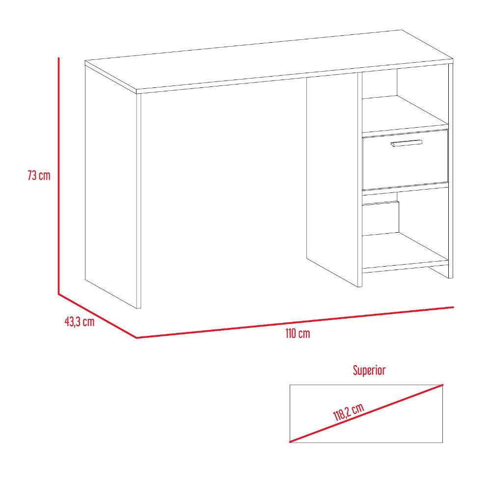 Escritorio Recto Office W-110 Un Cajon, Rovere