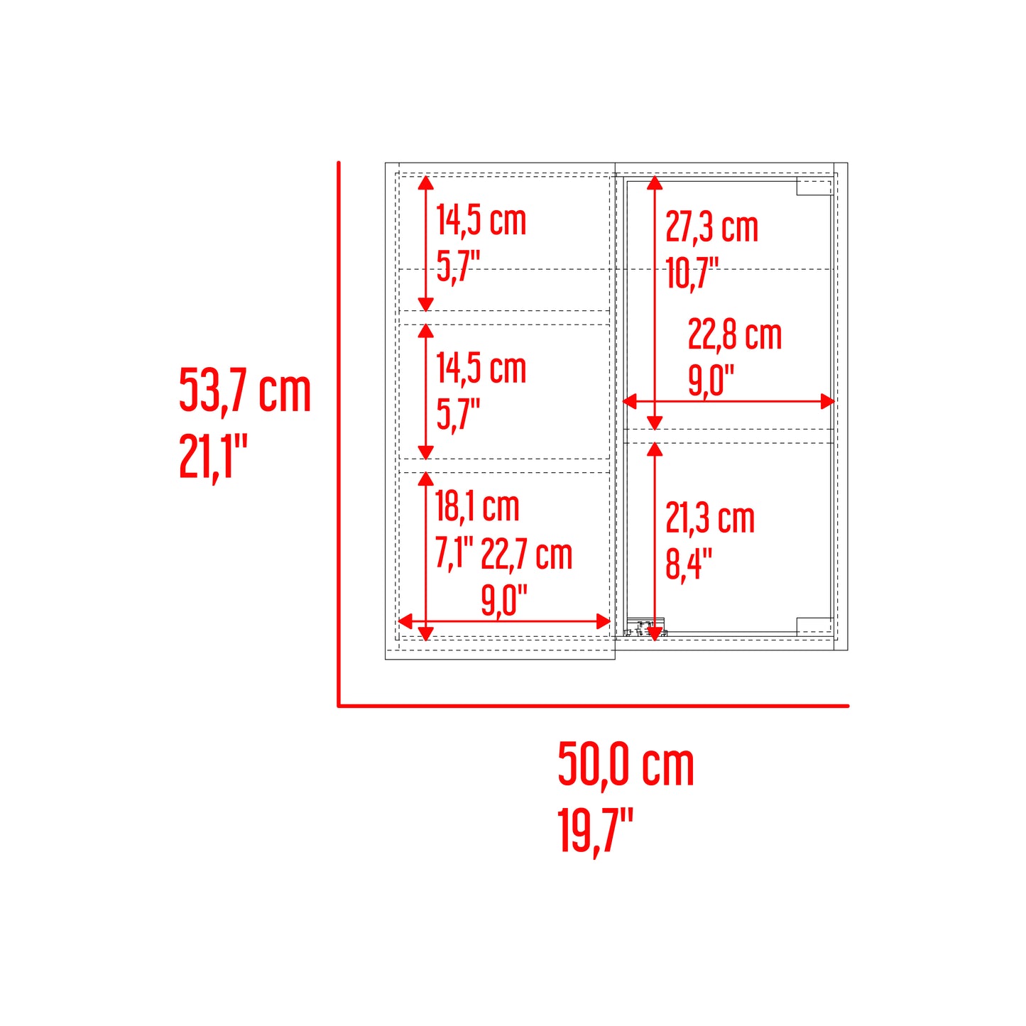 Botiquin Para Baño Miró, Rovere Con Espejo