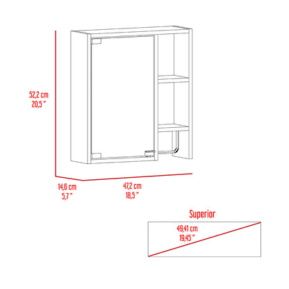 Botiquin Para Baño Martinica, Miel Y Blanco Con Espejo