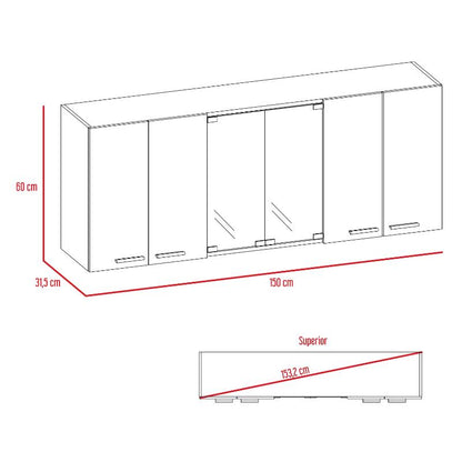 Mueble De Cocina Mural, Wengue Y Blanco Seis Puertas