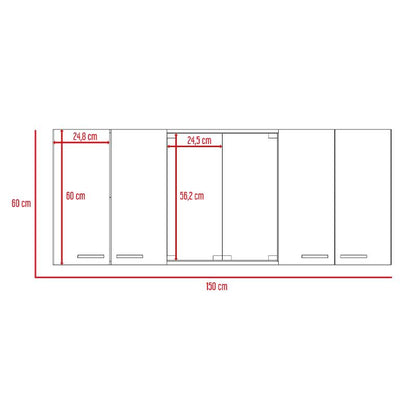 Mueble De Cocina Mural, Wengue Y Blanco Seis Puertas