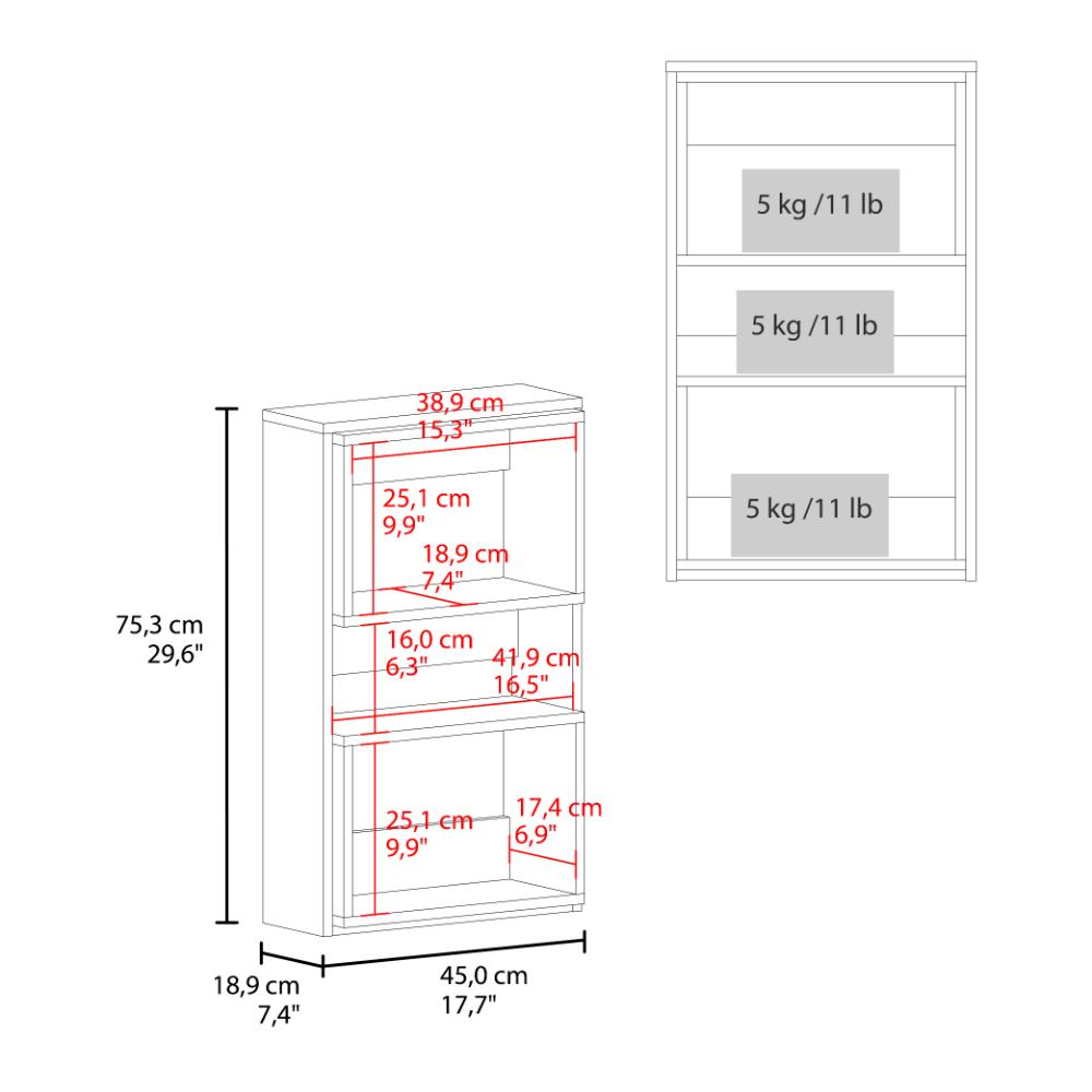 Mueble Auxiliar Muro Baño Eco, Blanco Duqueza y Wengue, con superficies para ubicar objetos