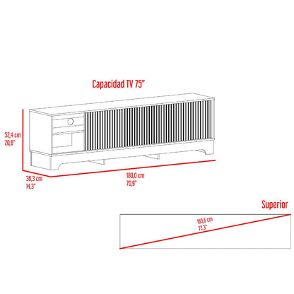 Mesa para TV Smith, Nogal Europeo y Roble Natural , con puerta corrediza