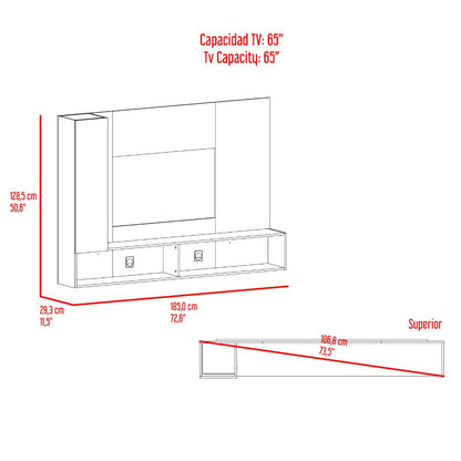 Panel de Tv Beta, Wengue y Mamba con Espacio Para Televisor de Hasta 65"