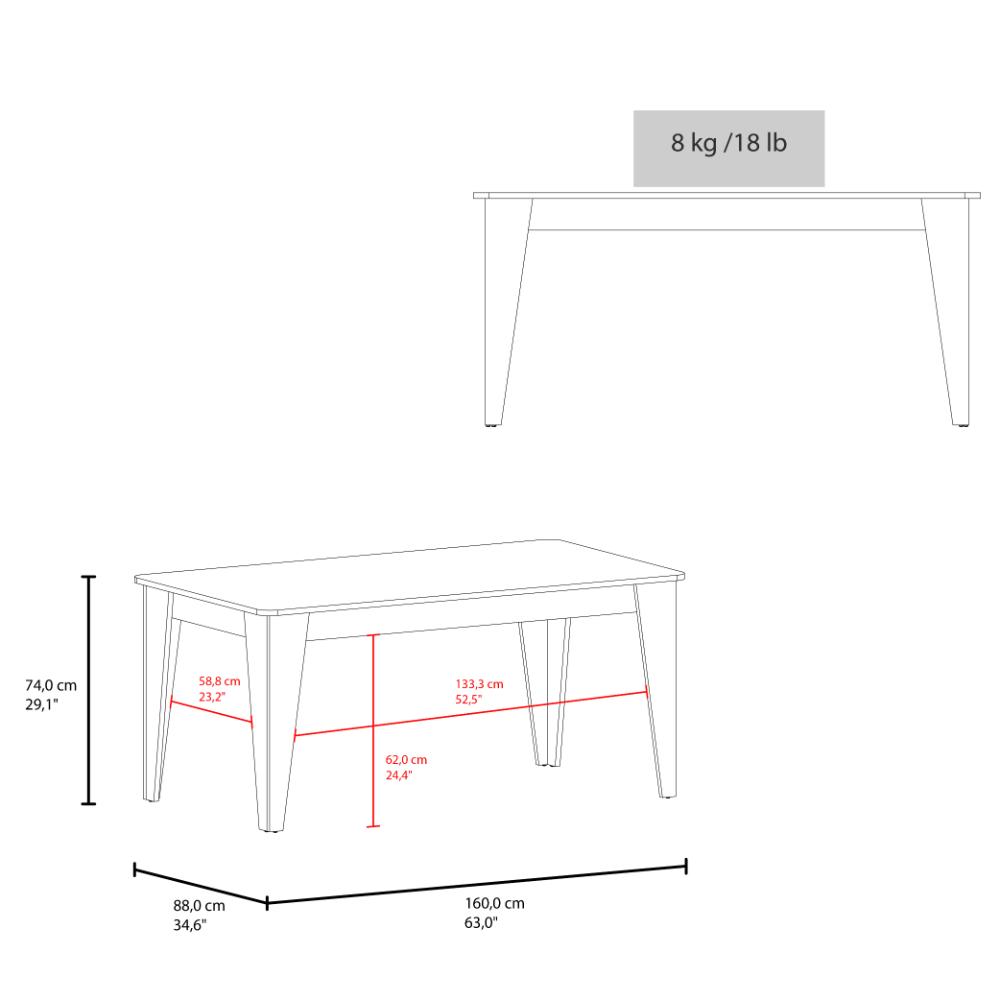 Mesa para Comedor Torino 160, Cartagena, Diseño Moderno, No Incluye Sillas