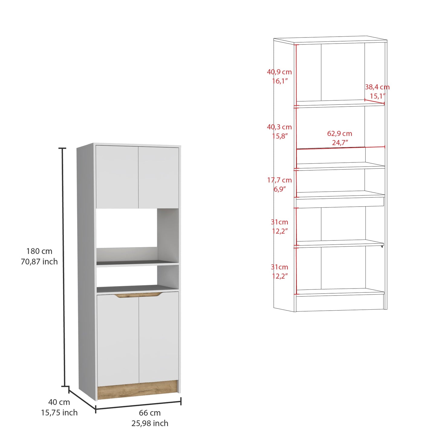 Mueble Microondas  Cuatro Puertas Fm 008B Blanco Y Café Claro