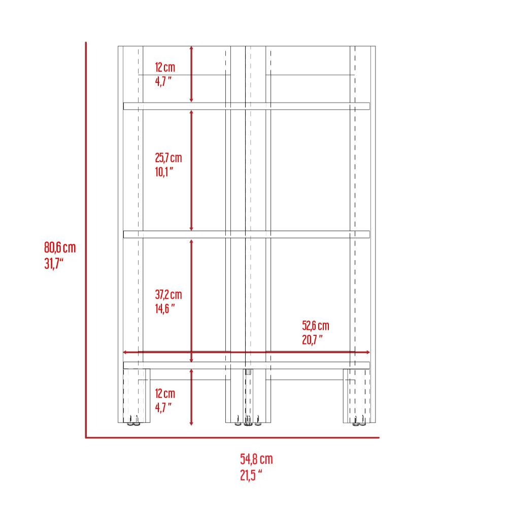 Mesa Auxiliar Esquinera Athos, Fresno Europeo, con tres entrepaños para decorar (vista 10)