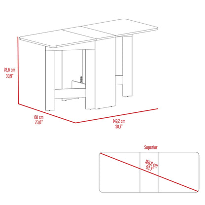 Mesa Abatible, Compact, Blanco y Macadamia, con amplio espacio