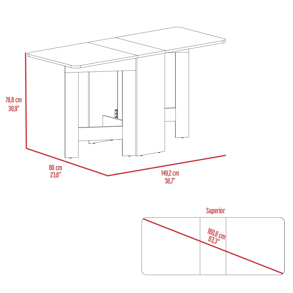 Mesa Plegable Fm 001B, Blanco Y Café Claro