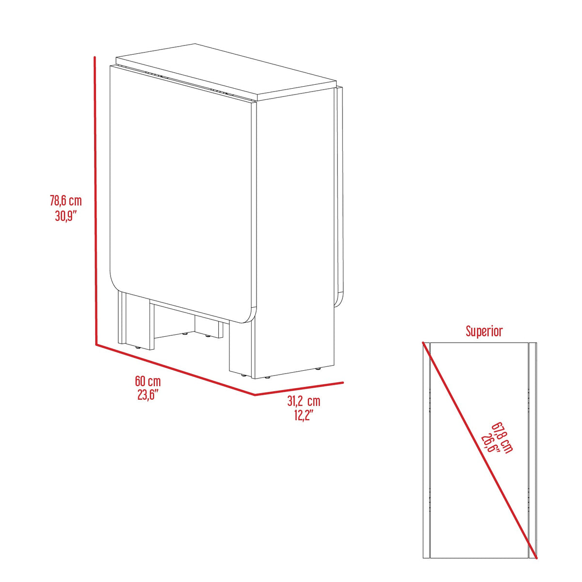 Mesa Abatible, Compact, Wengue y Macadamia, con amplio espacio para colocar objetos (vista 7)