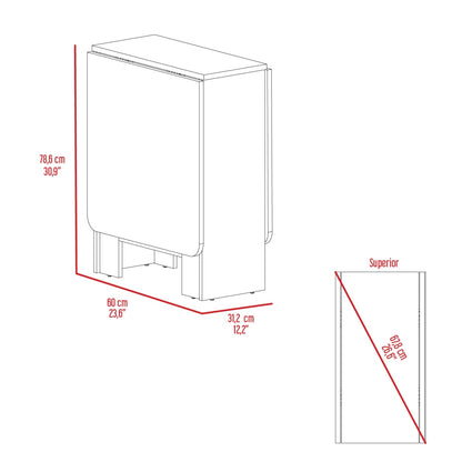 Mesa Plegable Fm 001B, Blanco Y Café Claro