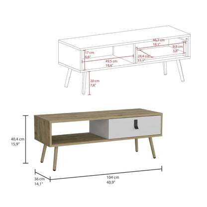 Mesa de Centro Huna, Macadamia y Blanco, con amplia superficie