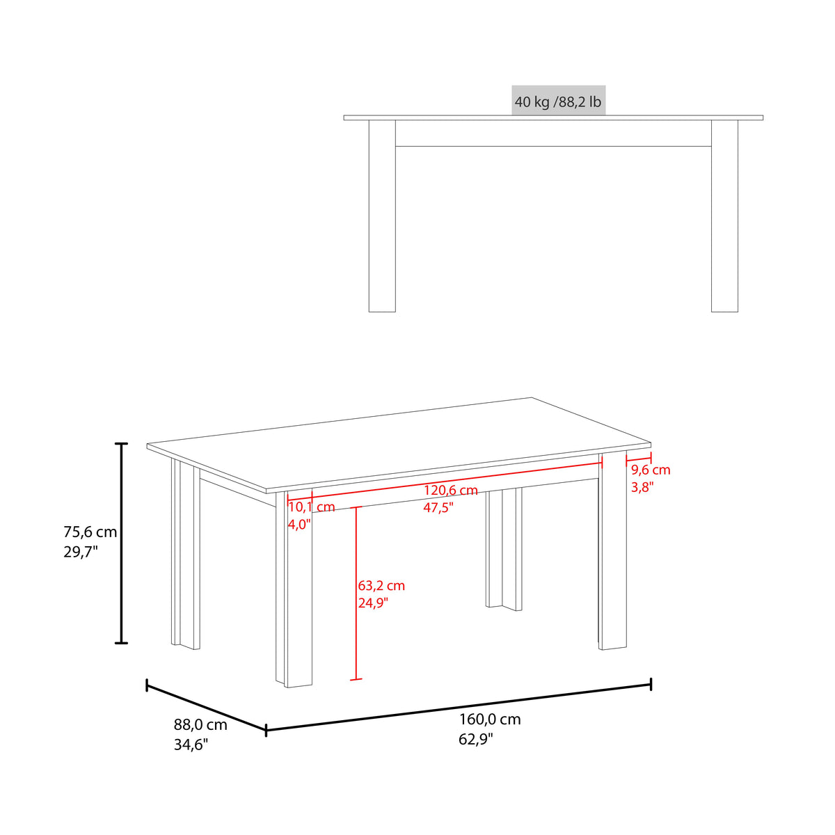 Mesa para Comedor Estrella 160, Avellana, con Espacio para Cuatro Personas, No Incluye Sillas