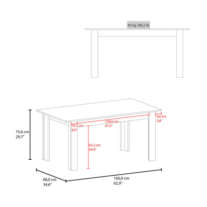 Mesa para Comedor Estrella 160, Avellana, con Espacio para Cuatro Personas, No Incluye Sillas