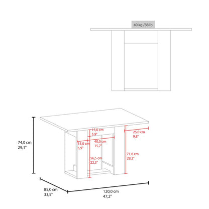 Mesa para Comedor Volder 120, Cartagena, con Amplia Superficie, No Incluye Sillas