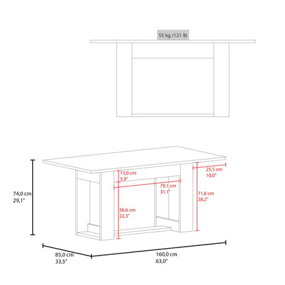 Mesa para Comedor Volder 160, Avellana, con Amplia Superficie, No Incluye Sillas