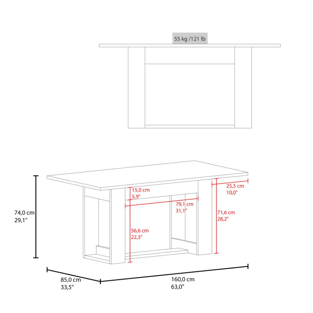 Mesa para Comedor Volder 160, Cartagena, con Amplia Superficie, No Incluye Sillas