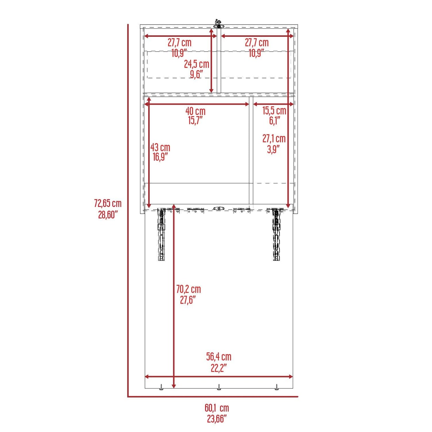 Escritorio Plegable Kaplan Ceniza,  moderno Ahorrador de espacio