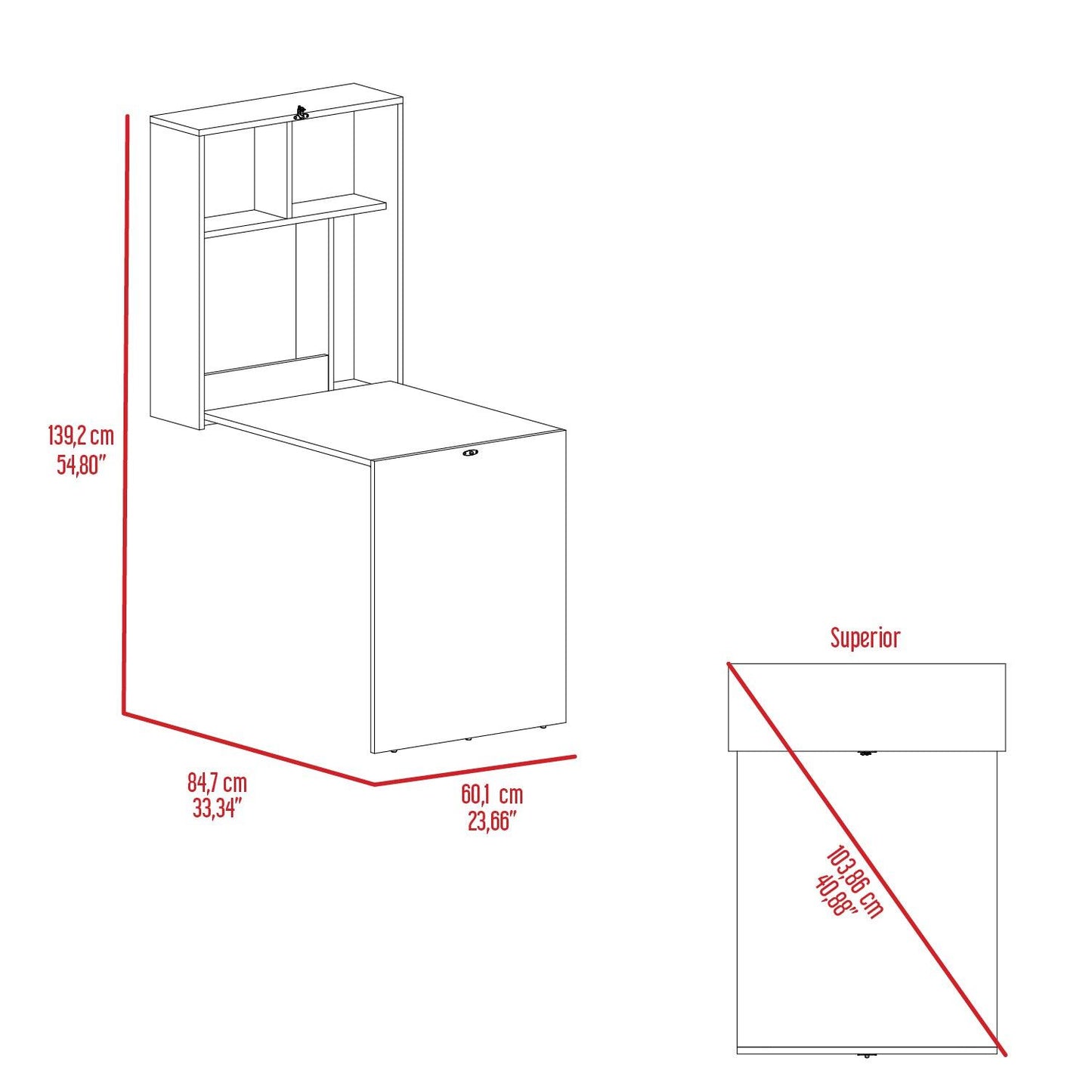 Escritorio Plegable Klapar, Ceniza