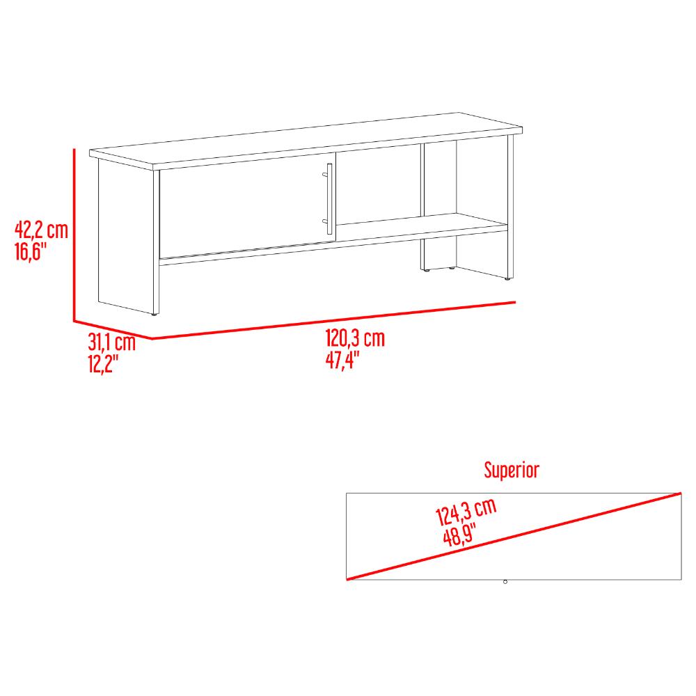 Mesa Tv Navi, Fresno Europeo y Blanco Duqueza, Para Televisor Hasta 55 Pulgadas Con Puerta (vista 8)