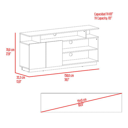 Mesa Para Tv Hope , Fresno Europeo y Capri, con espacio para TV de 65"