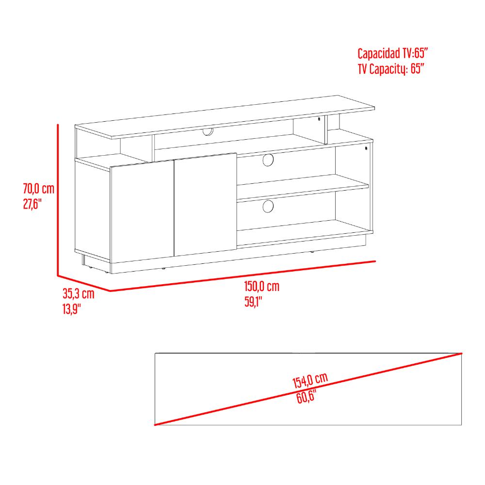 Rack Para Tv Hope , Fresno Europeo y Capri, con espacio para TV de 65" (vista 9)