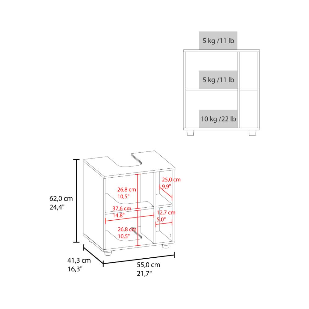 Mueble Para Lavamanos Pascuale Una Puerta, Wengue Y Fresno