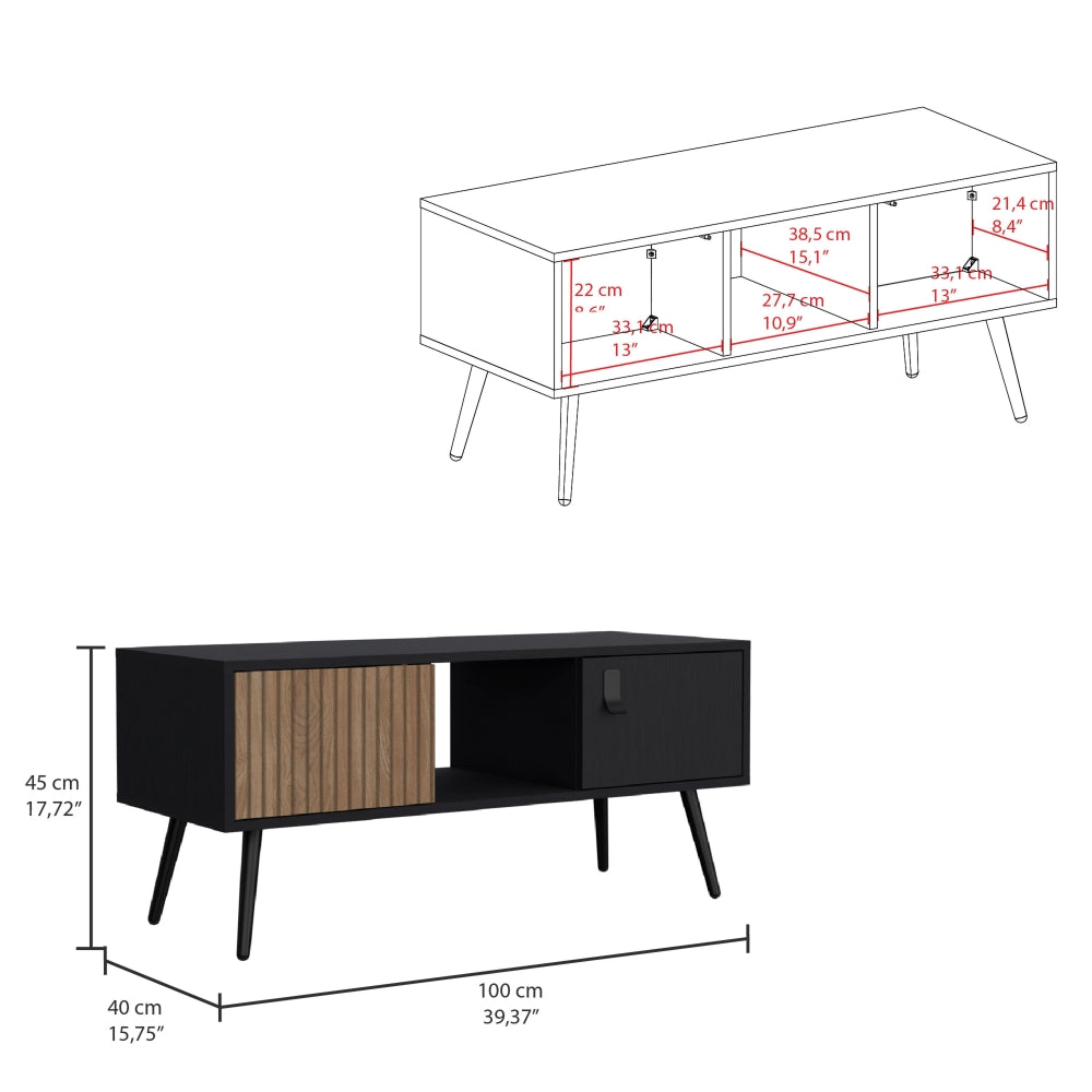 Mesa De Centro Funes Eco, Wengue, con dos puertas batientes. (vista 7)