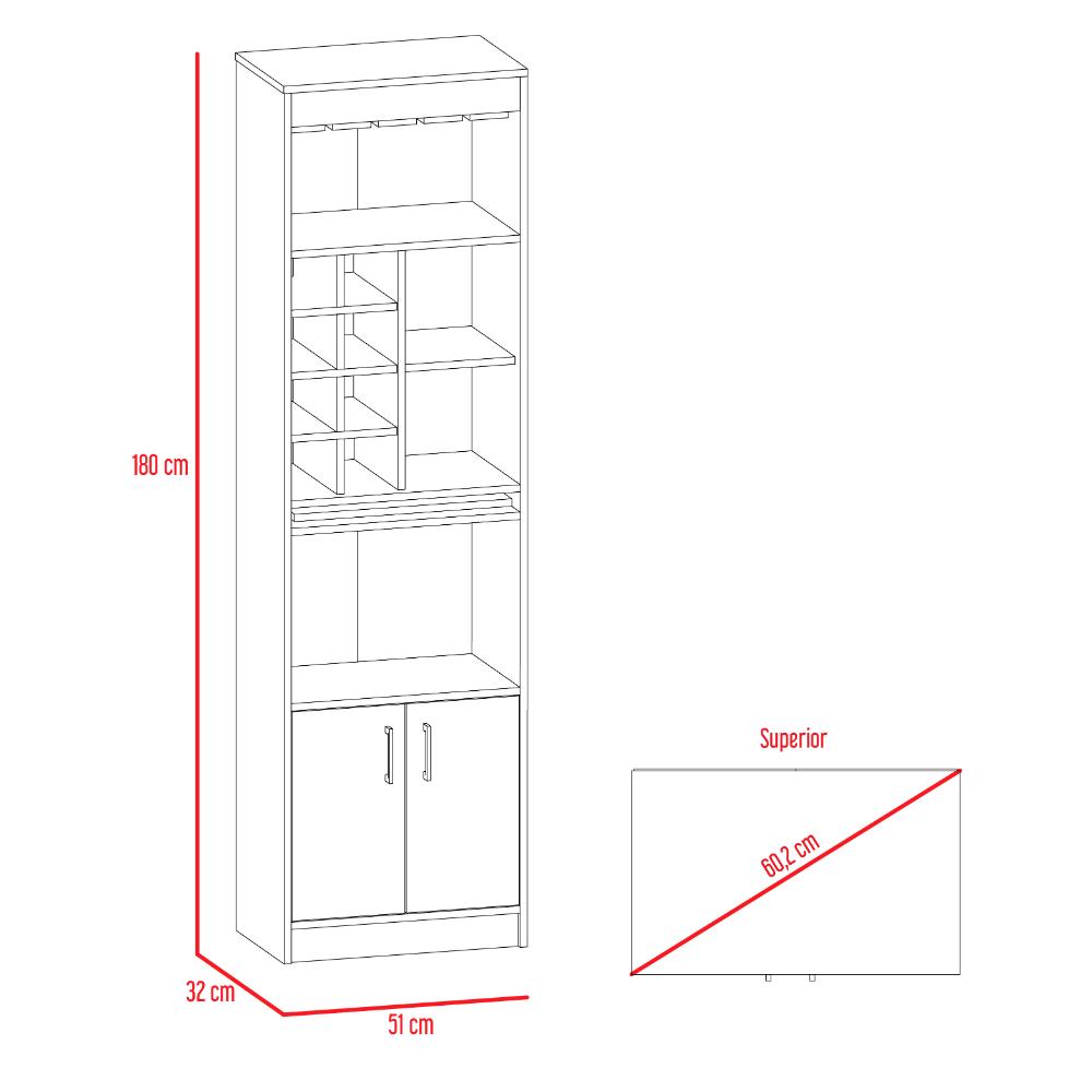 Bar Alto Ocho Botelleros Repisa Extensible Fm-011O  Café Oscuro