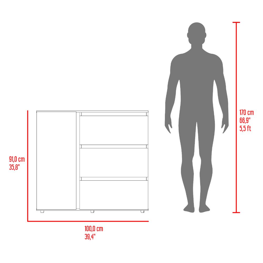 Comoda Niza Una Puerta Tres Cajones, Avellana / Blanco (vista 7)