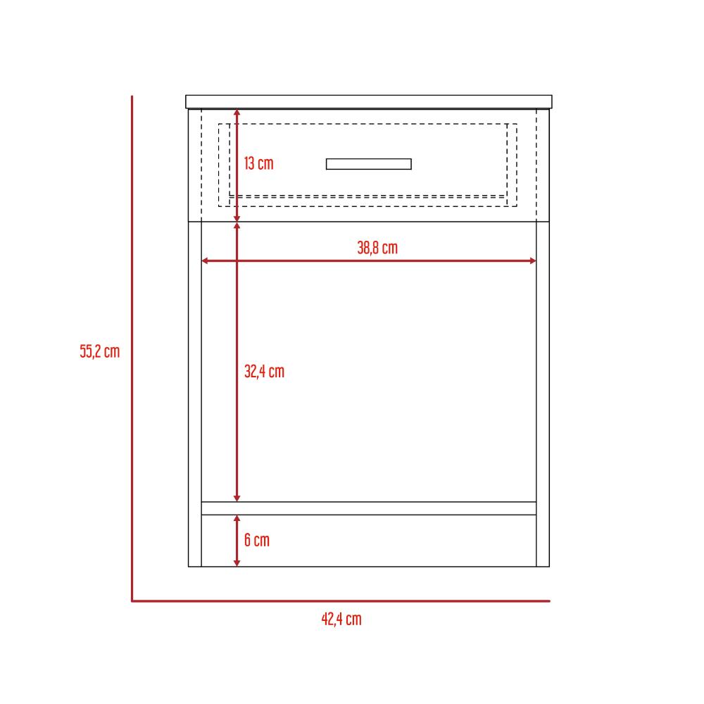 Velador Eco, Blanco , con Un Cajón Multiuso