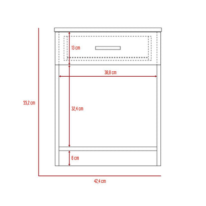 Velador Eco, Blanco , con Un Cajón Multiuso