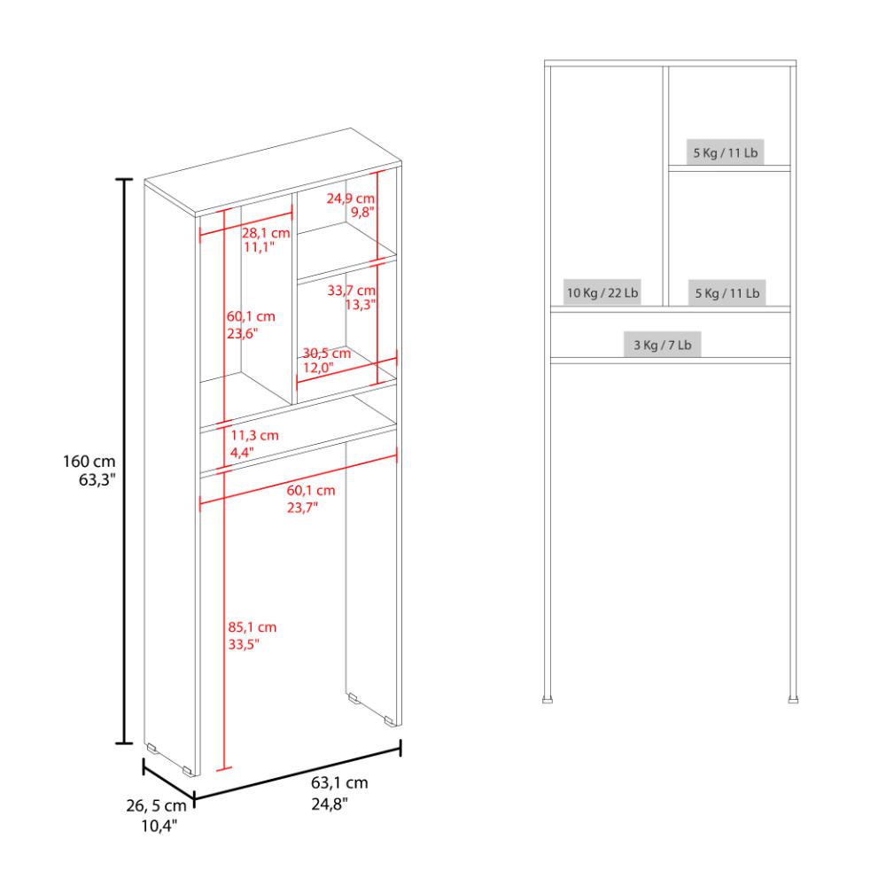 Optimizador Wc Bath 26 Con Una Puerta, Avellana y Blanco, Ideal para Ahorrar Espacio