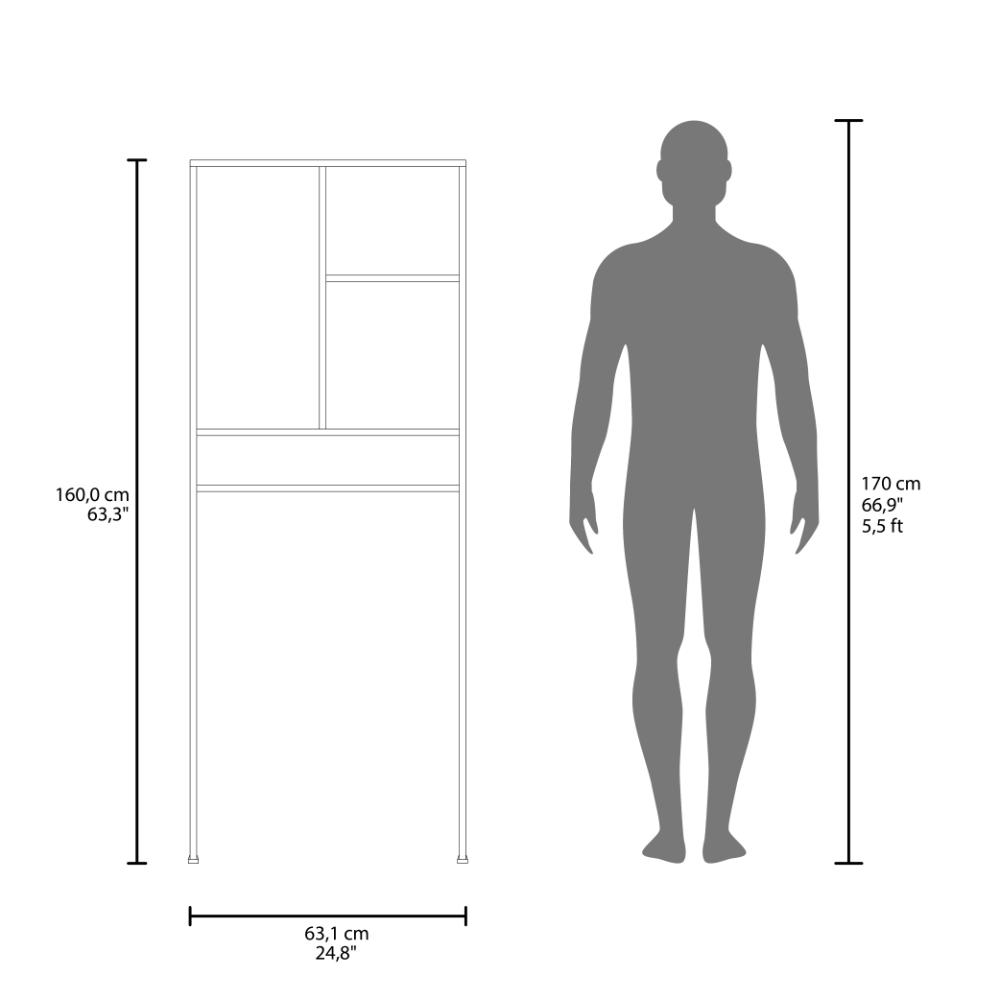 Optimizador Wc Bath 26 Con Una Puerta, Avellana y Blanco, Ideal para Ahorrar Espacio