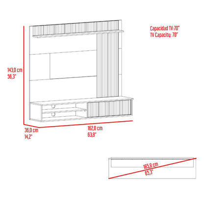 Panel de Tv Dover, Plata Oscuro y Bardolino, con espacio para tv desde 55 a 70"