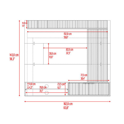 Panel de Tv Dover, Plata Oscuro y Bardolino, con espacio para tv desde 55 a 70"