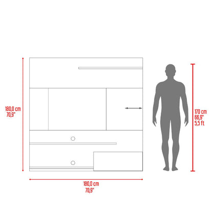 Panel de Tv Henry, Blanco Duqueza y Avellana, con Espacio Para Televisor de Hasta 65"